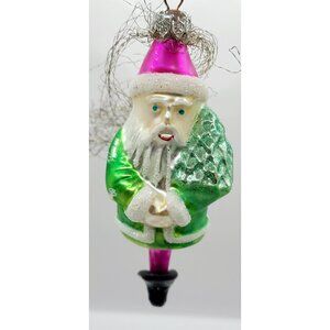 Vintage Christopher Radko Glass Ornament Santa Christmas Tree with Metal Mesh